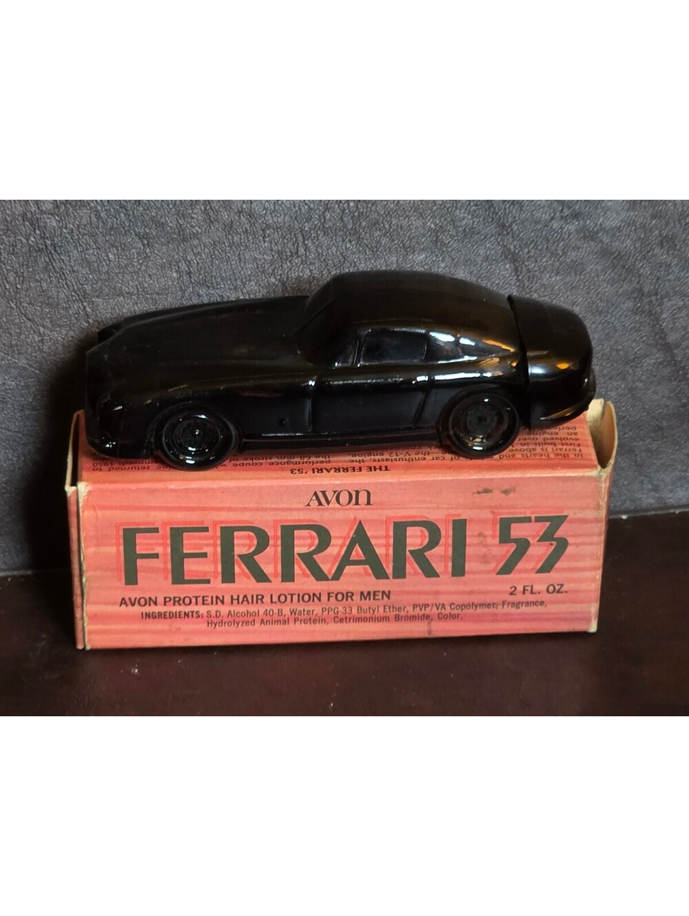 Vintage 1970's Avon Ferrari 53 Glass Car Bottle with Original Box